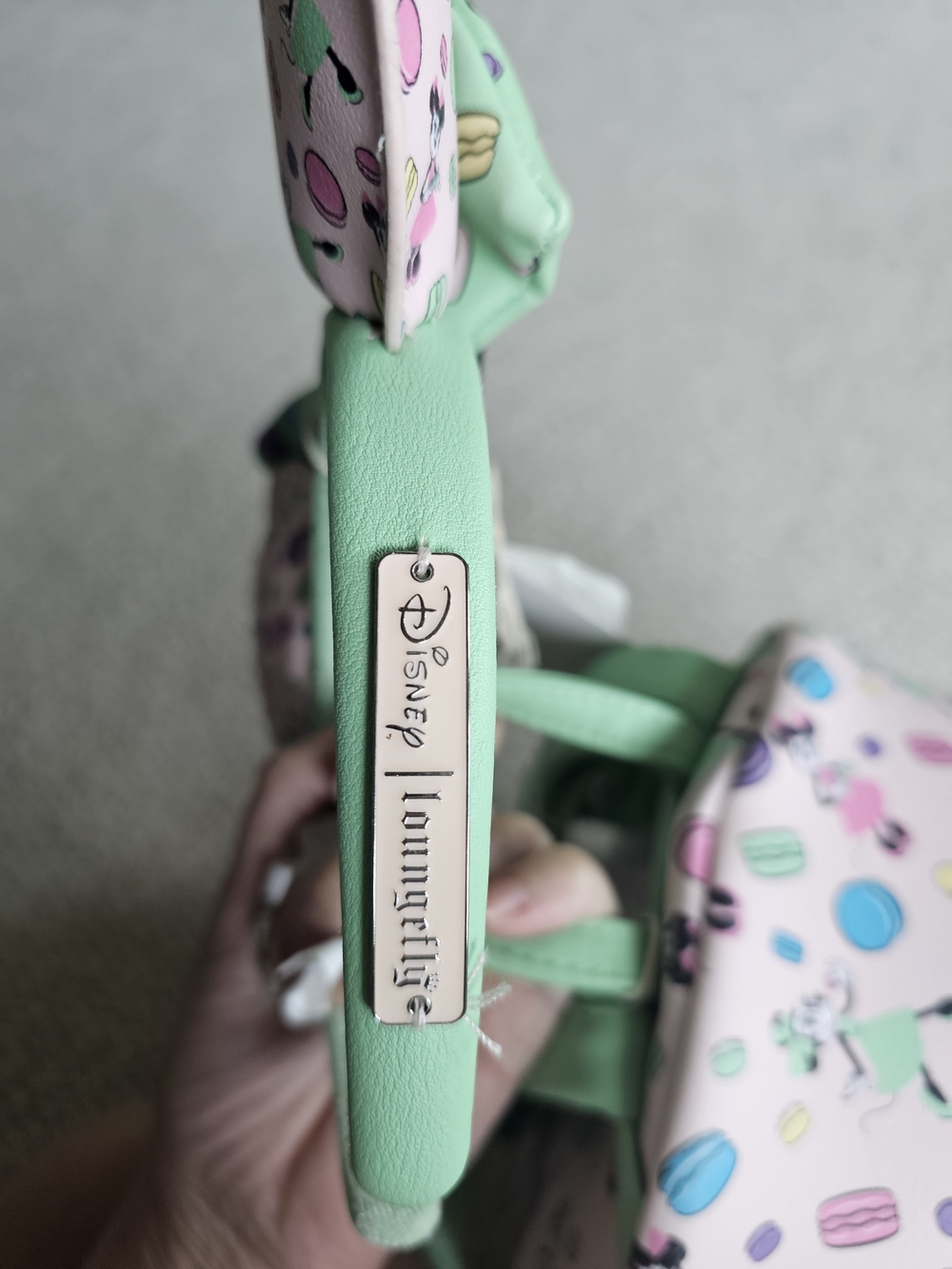 Rare Loungefly Macaron Print Pink & Mint Mini Backpack with Ears Headband - Picture 10 of 10